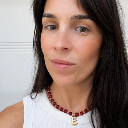 Bubble Initial Necklace - Berry Kiss