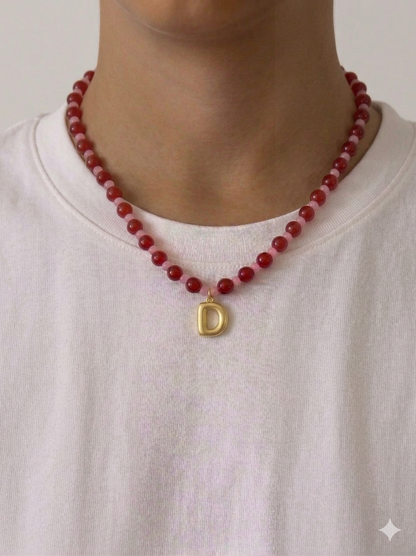 Bubble Initial Necklace - Berry Kiss