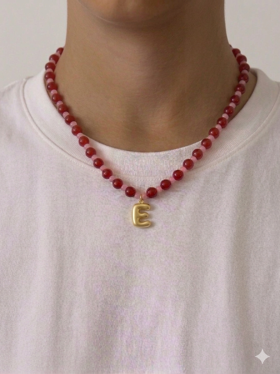 Bubble Initial Necklace - Berry Kiss