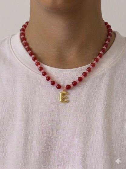Bubble Initial Necklace - Berry Kiss
