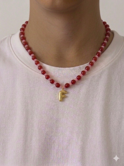 Bubble Initial Necklace - Berry Kiss