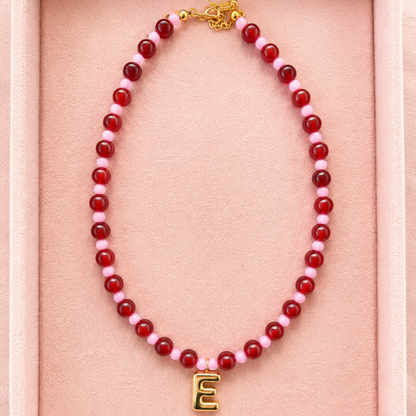 Bubble Initial Necklace - Berry Kiss