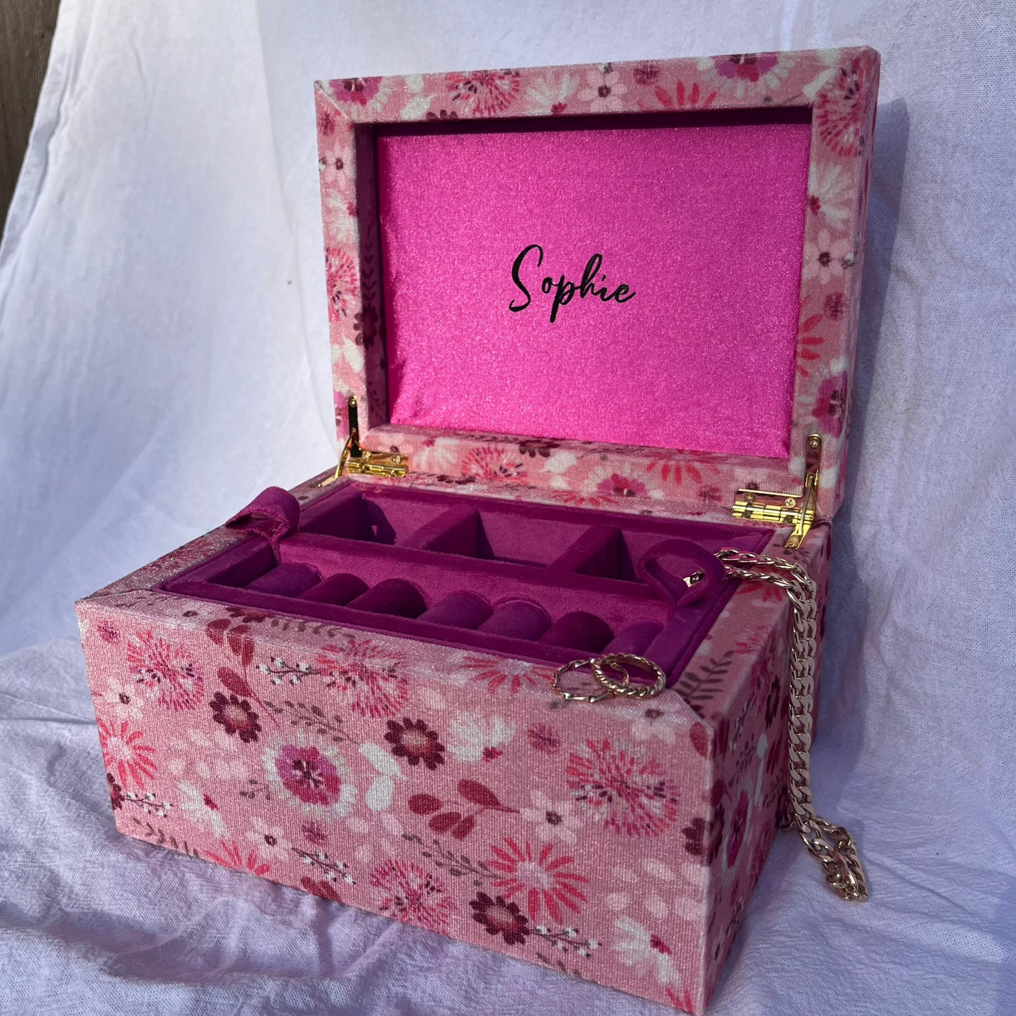 Posy Field Large Velvet Jewellery Box