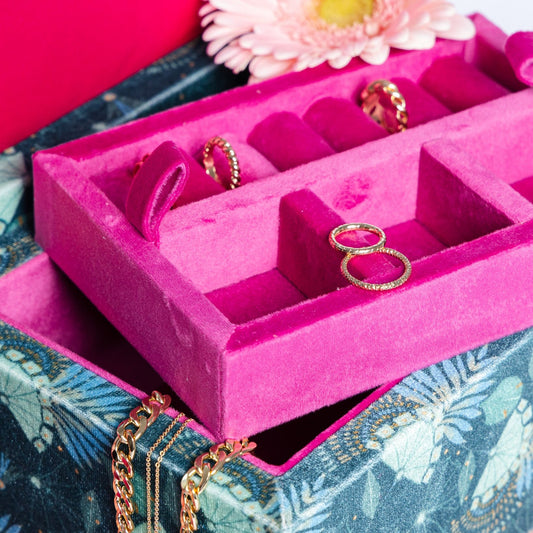 Evergreen Large Velvet Jewellery Box